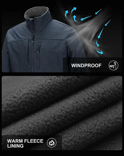 Vista 6 de 33,000ft Chaqueta ligera Softshell para hombre, con forro polar, rompevientos, impermeable, suave, para senderismo al aire libre