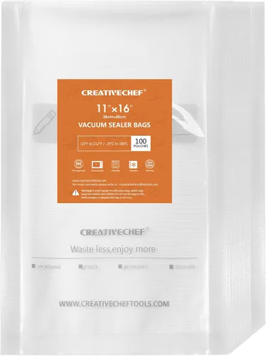 Vista 6 de CREATIVECHEF Bolsas selladoras al vacío de 100 cuartos de galón de 8 x 12 pulgadas, sin BPA, bolsas de sellado al vacío, bolsa precortada