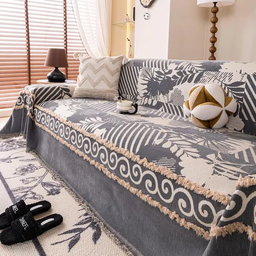 Vista 20 de HANDONTIME Funda para sofá para perros lavable con estampado floral de pájaros para sofás y sillones, funda de sofá negra con flores de jacquard