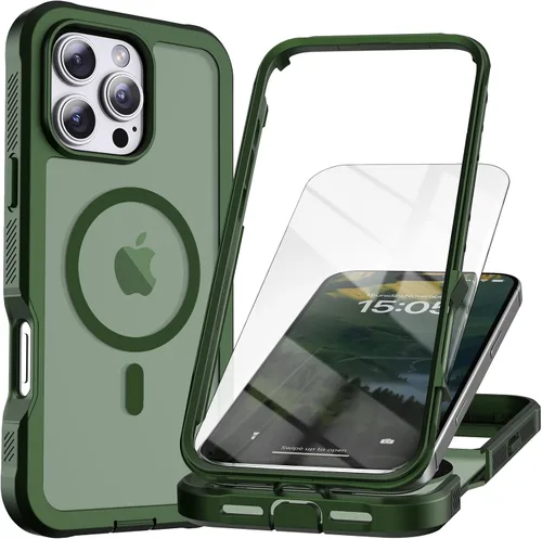 Vista 24 de Funda magnética para iPhone SE 3ª y 2ª [protector de pantalla] [compatible con MagSafe] [protección contra caídas de grado militar]