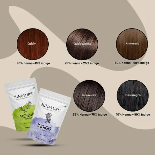 Vista 6 de Mi Nature TriHerb Color Combo 10.58 oz (3.53 oz x 3) Kit de cuidado natural con polvo de henna, índigo y amla Color con cuidado
