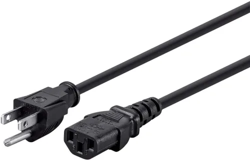 Vista 16 de Monoprice Cable de alimentación NEMA 5-15P a IEC 60320 C13, 18AWG, 10A/1250W, 125V, 3 clavijas, 1 pie, negro, paquete de 6