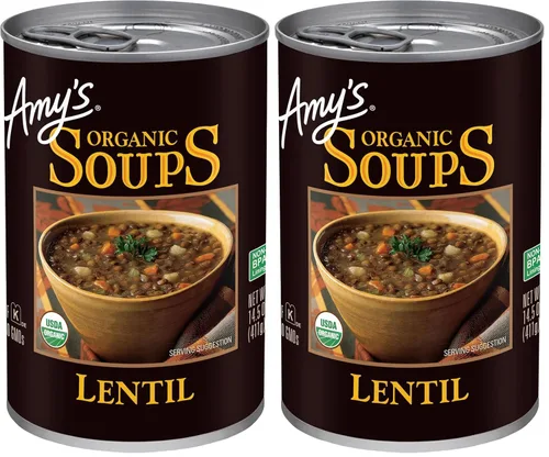 Vista 16 de Amy’s - Sopa vegana ligera en sodio con lentejas y verduras, sin gluten, hecha con verduras orgánicas, sopa enlatada, 14.5 oz (paquete de 12)