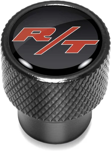 Vista 2 de iPick Image Para Dodge R/T Logo on Black Easy-Grip Premium Tapones de vástago de válvula de neumático de aluminio - Con licencia