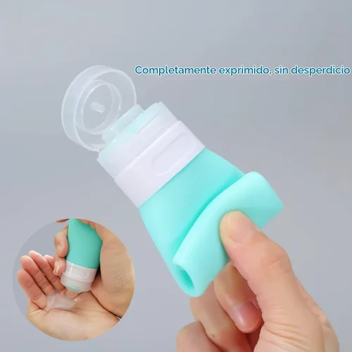 Vista 3 de 2 botellas de viaje de silicona, recipientes de viaje recargables a prueba de fugas de 1.3 onzas con bolsa de transporte transparente, botellas