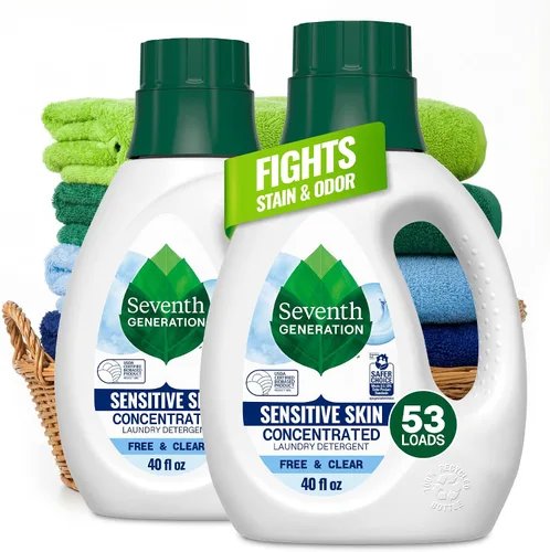 Vista 10 de Seventh Generation Detergente concentrado para ropa de bebé, fórmula antimanchas, aroma fresco, 40 oz (53 cargas)