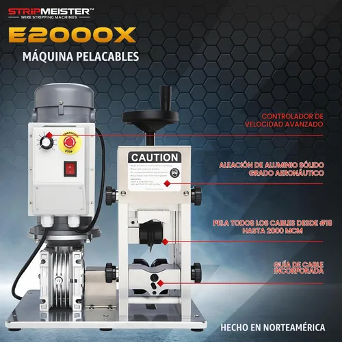 Vista 2 de StripMeister Máquina peladora de cables industrial E2000x - Tamaño de cable de hasta Ø3-1/8", sin atascos, pelacables automático con motor de CC