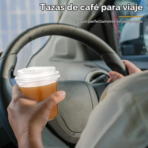 Vista 6 de Baderke Juego de 100 vasos desechables de plástico transparente de 12 onzas con tapas, tazas de café helado de fondo redondo con tapa para batidos