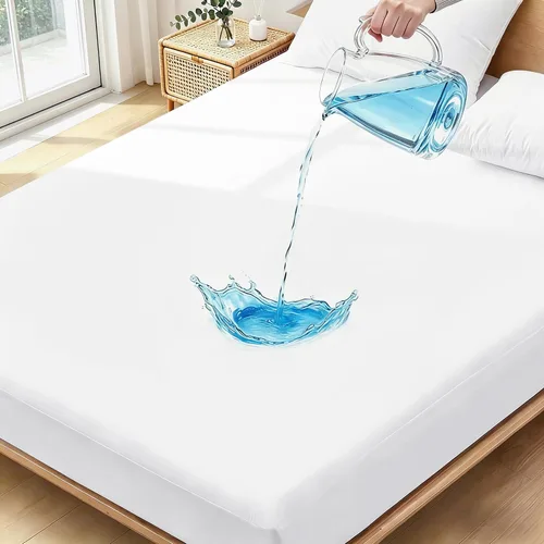 Vista 13 de Protector de colchón impermeable tamaño individual, lavable, funda acolchada de rayón y bambú, ajustable, protección de cama de plástico silencioso