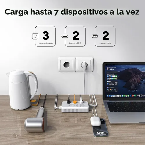 Vista 8 de Adaptador de convertidor de corriente 2000W Combo, convertidor de voltaje Gris