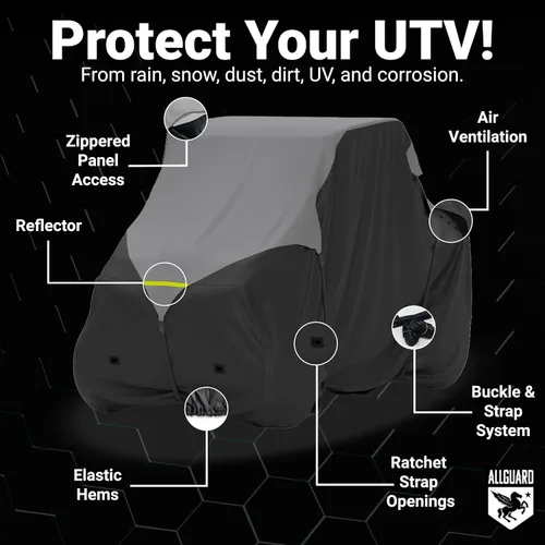 Vista 3 de AllGuard - Funda resistente a la intemperie Max UTV, poliéster de grado marino 600D resistente, protege de la lluvia, la nieve, el sol, los rayos UV