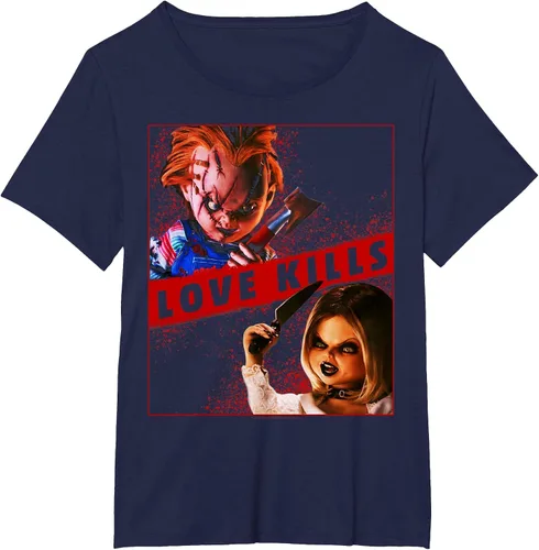 Vista 29 de Child's Play Chucky and Tiffany Love Kills T-Shirt Asphalt Grey