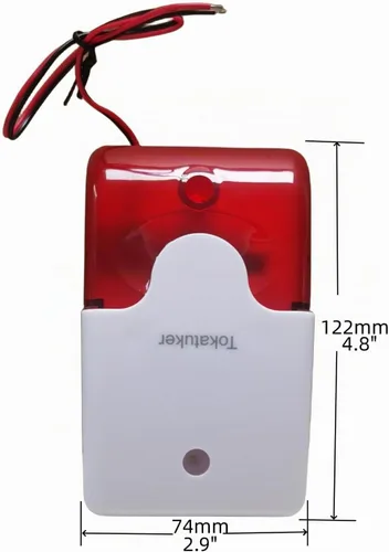 Vista 5 de DC9 a 12 V Sirena estroboscópica con cable de luz roja sonido flash zumbador sirena seguridad para el hogar sistema de alarma eléctrica sirena