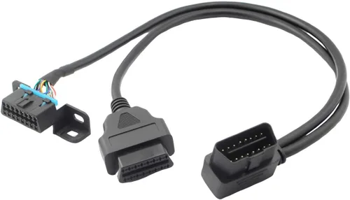 Vista 4 de iKKEGOL Universal OBD2 OBD II 16 Pin Splitter Y Cable abierto, J1962 1 macho a 2 hembra conector con soporte de montaje bajo salpicadero 19.7 in/20