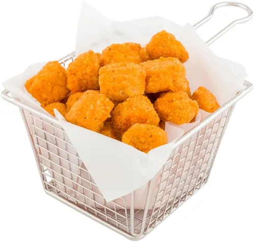 Vista 4 de Restaurantware - Cesta para freidora de 5 x 4 pulgadas, 1 cesta cuadrada pequeña para freír – rejilla de malla, con asa, recipiente de acero