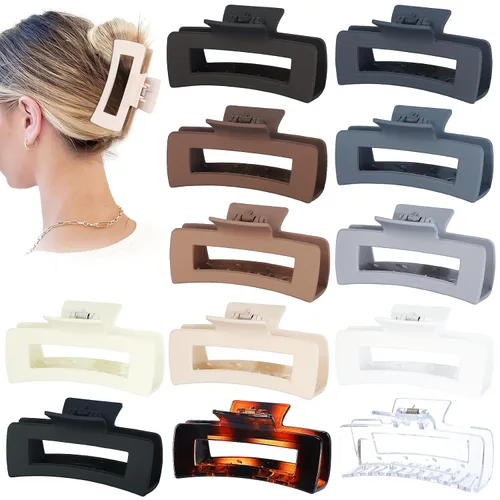 Vista 16 de Sisiaipu Accesorios para el cabello grandes de 4.1 pulgadas, 12 pinzas cuadradas grandes para cabello grueso, clips a granel jumbo para mujeres