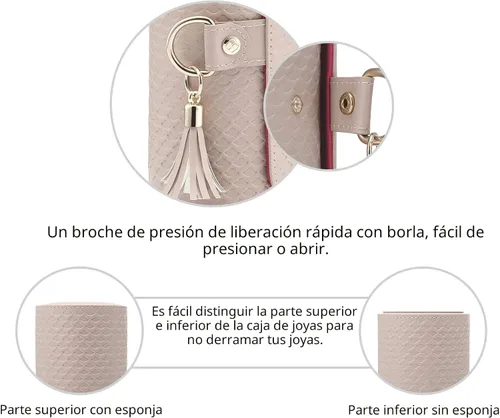 Vista 6 de Vlando Viaggio - Joyero pequeño, caja de almacenamiento para accesorios de viaje A. gris y rojo