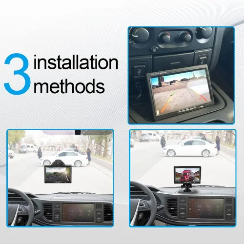 Vista 5 de Hikity Monitor de cámara de respaldo de vehículo de 7 pulgadas, pantalla LCD HD dividida cuádruple, monitor de automóvil para SUV, furgoneta, RV