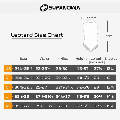 Vista 3 de SUPRNOWA Leotardo de cuello alto de manga larga de elastano para mujer