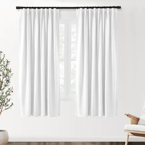 Vista 79 de SHINELAND Cortinas opacas cortas para ventanas de dormitorio, cortinas de baño, 45 pulgadas de largo