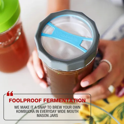 Vista 5 de Masontops Tapa de Kombucha – Suministros para tarros de masón de elaboración de cerveza casera – Kit de inicio para hacer kombucha orgánico vivo
