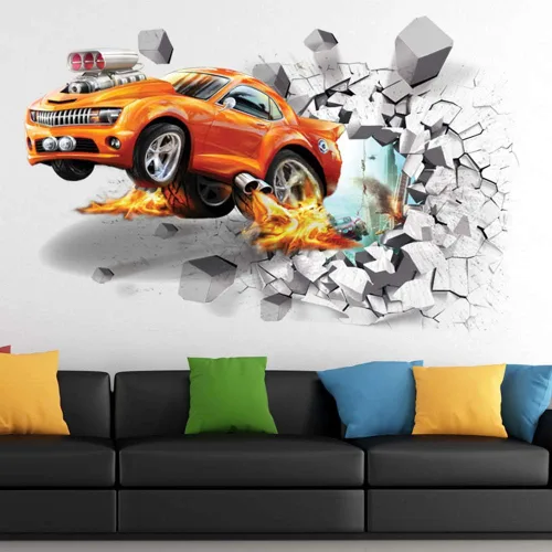 Vista 5 de Supzone Calcomanías 3D para automóvil, calcomanías de pared rota autoadhesivas, vinilo extraíble, arte de automóvil para niños, calcomanías de coche