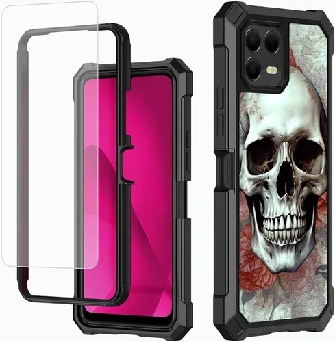 Vista 67 de Funda para T-Mobile Revvl 7 de 6.6 pulgadas con protector de pantalla, policarbonato duro de doble capa resistente y TPU suave a prueba de golpes