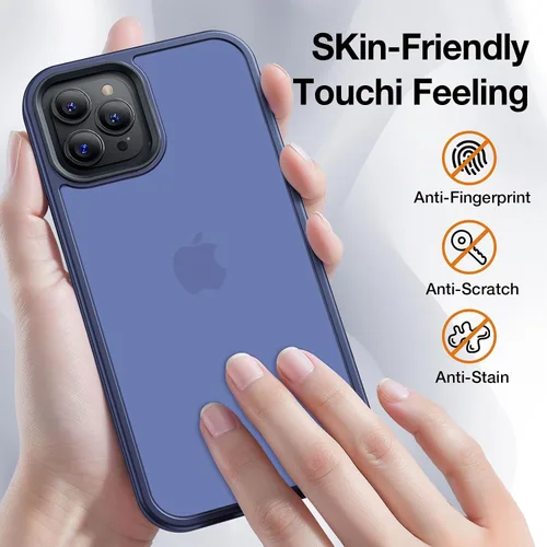 Vista 6 de Yriklso Funda para iPhone 12 Pro Max, a prueba de golpes, iPhone 12 Pro Max, protección contra caídas de grado militar, funda protectora rígida Azul