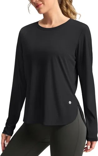Vista 22 de Camisetas de sol para mujer, con protección ultravioleta FPU 50+, manga larga, ligera, de secado rápido, para entrenamiento, senderismo, para mujer