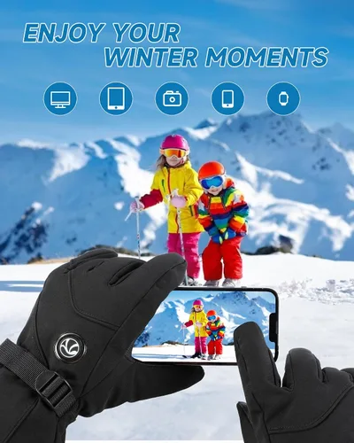 Vista 5 de Guantes calentados Neveland para hombres y mujeres 4800mAh recargables 8H guantes de esquí eléctricos calentados impermeables con pantalla táctil