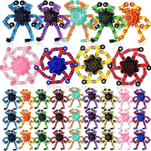 Vista 8 de 9 piezas transformables Fidget Spinners, cadena deformable sensorial Fidget DIY Robot Spinner Sensory para niños, juguetes Fidget para recuerdos