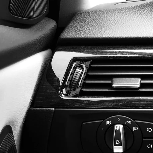 Vista 6 de Adhesivo de fibra de carbono para rejilla de aire acondicionado del panel de la consola central del coche, calcomanía decorativa compatible con BMW