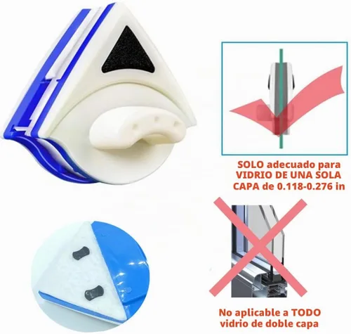 Vista 2 de Herramienta magnética para limpiar ventanas, limpiador de vidrio, limpiador de ventanas de doble cara, cepillo de limpieza de ventanas para limpieza