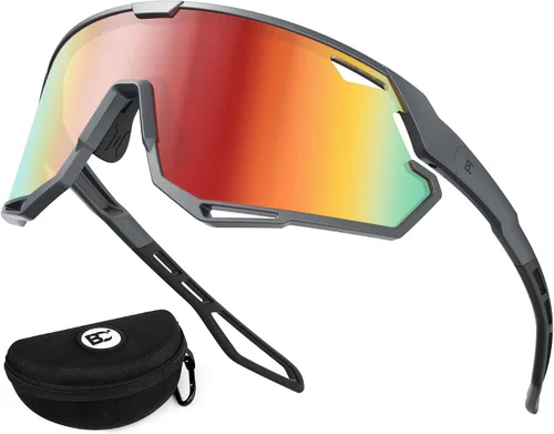 Vista 22 de BIRCEN Gafas de sol deportivas de béisbol para hombre: TR90 gafas de ciclismo ligeras envolventes para correr al aire libre MTB Bike