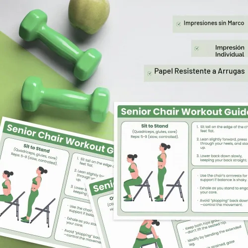 Vista 5 de Póster de Entrenamiento en Silla para Ejercicios de Personas Mayores, Tabla de Estiramiento y Ejercicios Suaves en Asiento de 30 Días