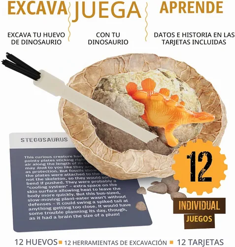 Vista 2 de Dig a Dozen - Kit de huevos de dinosaurio para niños, 12 huevos