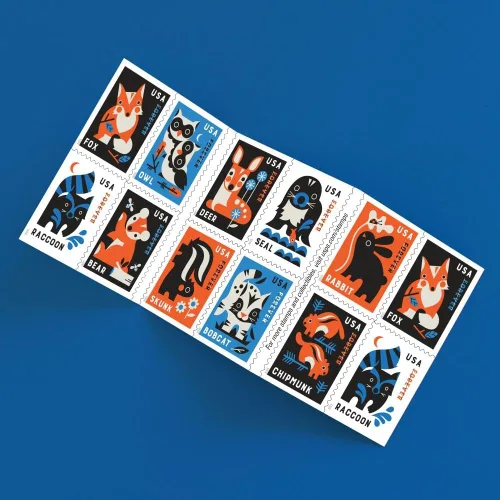 Vista 3 de Baby Wild Animals 2025 (Libro de 20) Sellos postales de primera clase Mail Forever