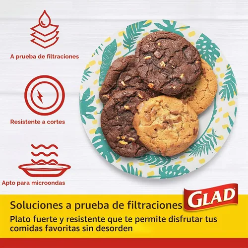 Vista 3 de Glad - Platos de papel desechables cuadrados para todas las ocasiones