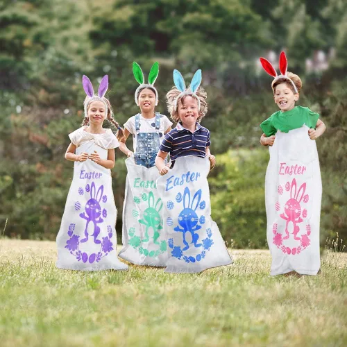 Vista 4 de Bolsas de carreras para juegos al aire libre para juegos de patatas, orejas de conejo, juegos de carreras de huevos y cucharas, bandas de carreras