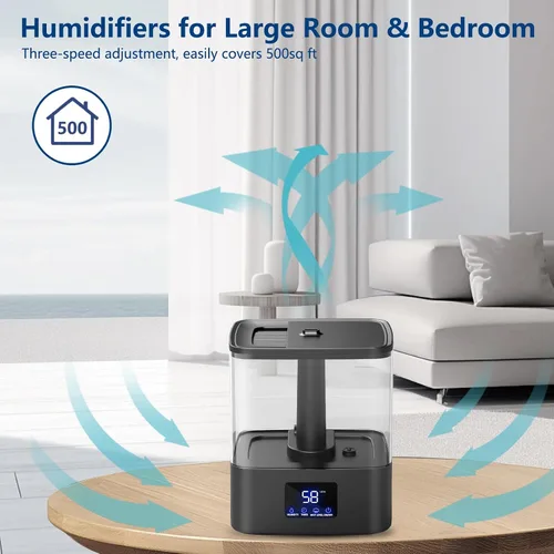 Vista 4 de KZF Humidificador ultrasónico para dormitorio, niebla fría ultrasónica de 6 litros, fácil de limpiar, 3 ajustar la humedad, adecuado