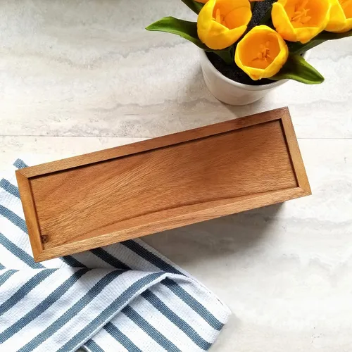 Vista 8 de Lipper International Caja de té de madera de acacia con 4 secciones, 12-1/2" x 4-1/8" x 3-7/8