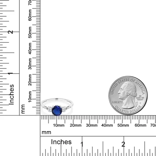 Vista 58 de Gem Stone King Anillo de compromiso de 3 piedras preciosas redondas de oro blanco de 10 quilates con piedra natal de 0.236 in con piedra natal
