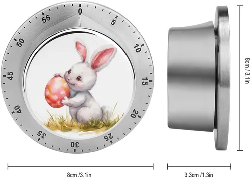 Vista 2 de Watercolor Easter Day Kitchen Timers for Cooking Cartoon Bunny Chef Cooking Timer Clock with Loud Alarm No Batteries Required Mechanical Desk Timer