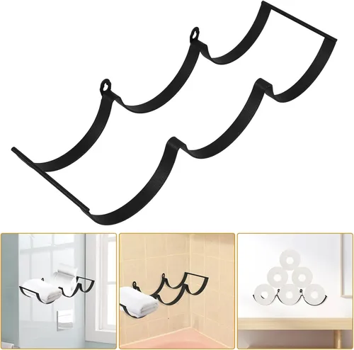 Vista 2 de STOBAZA Soporte para toallas de papel para baño, estante de pañuelos montado en la pared, estante decorativo para toallas de cocina