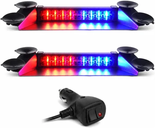 Vista 8 de LUMENIX Barras de Luces Estroboscópicas LED de Emergencia para Salpicadero de Aluminio, Advertencia de Seguridad para Parabrisas Delantero