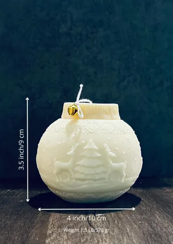 Vista 2 de Christmas Ornaments Candle Set of 3, Christmas Gift Ball Candle, Handmade Shaped Soy Candle, Aesthetic Christmas Decor, Christmas Candles for Gifts