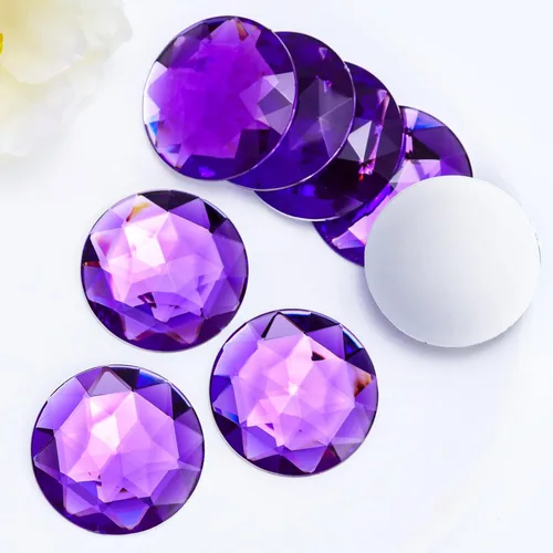 Vista 22 de Diamantes de imitación de parte trasera plana extra grandes de 2.047 in, 6 piezas redondas de acrílico ámbar grandes con parte trasera plana