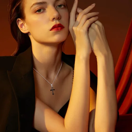 Vista 3 de MEDWISE Collar religioso de cruz Ankh para mujeres y hombres, collar de plata de ley con amuleto egipcio de eternidad, regalo de oración por la paz