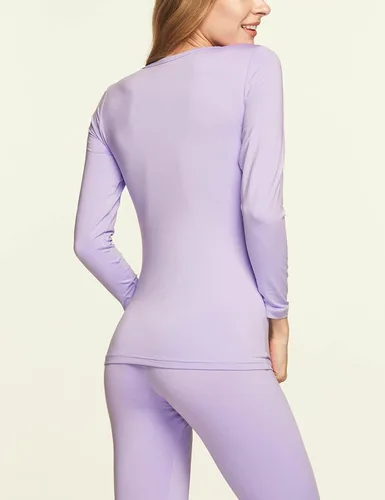 Vista 6 de TSLA Conjunto de ropa interior térmica para mujer, vellón suave, pantalones largos, primera capa cálida para invierno, parte superior e inferior