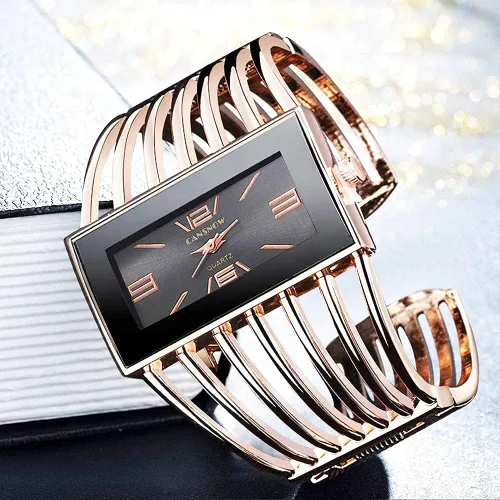 Vista 5 de Relojes de lujo para mujer, analógico de cuarzo, reloj de pulsera rectangular, reloj de pulsera de negocios, casual, de moda, para mujer